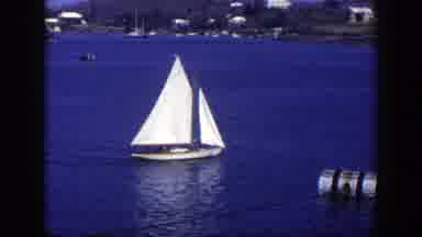 New York (1948): View Of White Sailboat In Blue Water On A Clear Sunny Day