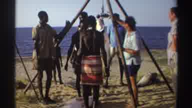 Nigeria (1969): Men Weighing A Large Fish On A Tripod Made Of Poles With A Chain