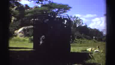 Nigeria (1969): People Unloading Items From Truck Parked Under Tree On A Sunny Day