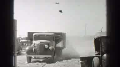 California (1939): Truck On The Dirt Road Raising Dust Man Leaving And Taking Off