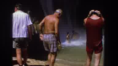 Utah (1969): People In Swimwear Gather Near Waterfall And Pool On Sunny Day Water
