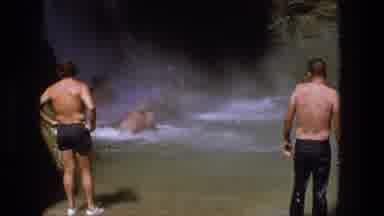 Utah (1969): Group Of People Standing At Bottom Of Waterfall On A Bright Sunny Day