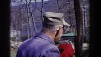 Pequot Lakes Minnesota (1964): Man In Hat With Red Hooded Child Driving Cart On