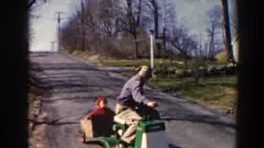 Pequot Lakes Minnesota (1964): Handmade Wooden Cart Attached To Motorized Mower