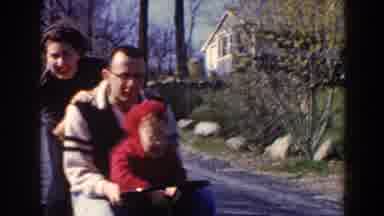 Pequot Lakes Minnesota (1964): Family On Sled Going Down Road