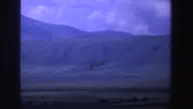 South Africa (1969): Bird Flies Flapping Its Wings Quickly Over Mountainous