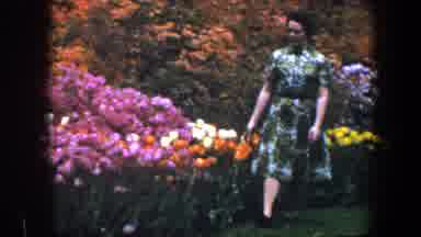 Baltimore Maryland (1960): Lady In A Greenish Dress Walking Beside The Blooming