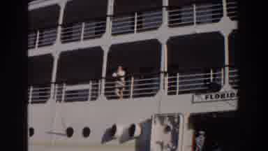 Nassau Bahamas (1961): A Woman Alone On The Deck Of A Ship Waving To The Camera