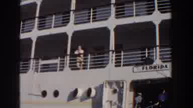 Nassau Bahamas (1961): Man Descending The Stairs Of A Large White Cruise Ship In