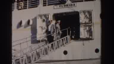 Nassau Bahamas (1961): Man Greeting People While Leaving A Cruise Ship