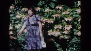 Nassau Bahamas (1961): Woman Wearing A Dress Is Standing In Front Of Flowers