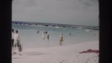 Nassau Bahamas (1961): Beach Full Of Bathers And Two Old Men In A Chalet By The