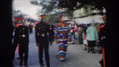 Nassau Bahamas (1961): Group Of Soldiers Walking In Parade While Crowd Of People