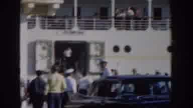 Nassau Bahamas (1961): Rolling View Of People Standing Around And On A Cruise Ship