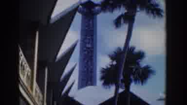 Nassau Bahamas (1961): Structure And Palm Trees With Elevator Car Going Up