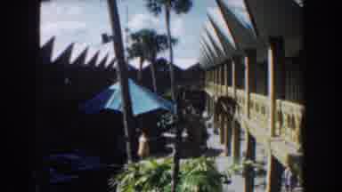 Nassau Bahamas (1961): View Of Green Patio Umbrella And White Building On A Clear