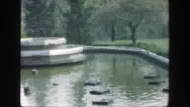 Cincinnatti Ohio (1949): Man Walking In The Lake Of A Garden Near Fountain