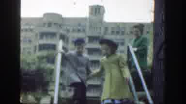 Cincinnatti Ohio (1949): Mom Laughs As She Watches Her Children Holding Hands And