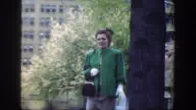 Cincinnatti Ohio (1949): Lady In Green Coat White Gloves And Black Bag Walking On