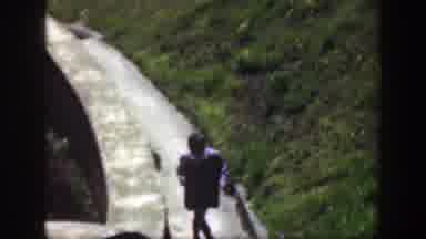 Cincinnatti Ohio (1949): Cute Little Boy Climbing Up The Huge Stairs Beside A