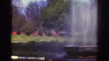 Cincinnatti Ohio (1949): Huge Fountain Spraying Up In Green Park Beautiful Day