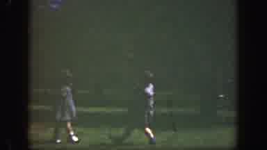 Cincinnatti Ohio (1949): Children In Purple Clothes Playing In The Park And Waving