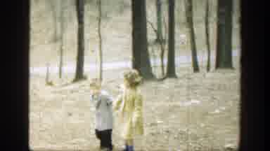 Cincinnatti Ohio (1949): Two Children Holding Hands In The Forest
