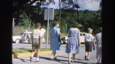 Wisconsin (1964): Two Women A Man And Two Boys Crossing The Street
