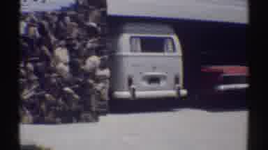 Woodland Hills California (1969): A Van And A Sedan Parked In The Garage In A