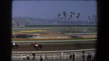 California (1958): View Of Horses Racing On Dirt Track On A Clear Day