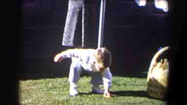 California (1958): Child Outside Picking Up Stuff And Putting It Away
