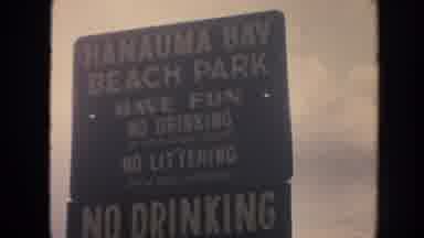 Hawaii (1961): Sign Reads Human Bay Beach Park And Scene Of Volcano Peak