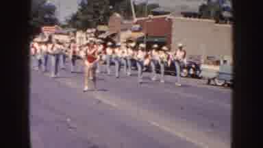 South Dakota-1954: Marching Band and Majorette in Small Town Parade