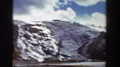 Wyoming (1939): Pine Trees Man Walking Snow Field Cold Blue Sky