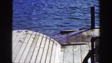 Wyoming (1939): Otter On Boat Dock Near Boat And Body Of Water On Sunny Day Otters