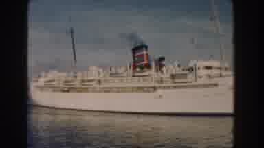 Miami Florida (1960): View Of White Red And Black Ship Sailing On A Sunny Day