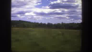 Sweden (1975): Grass Field Pine Trees View Of A Train Really Fast Sky With Clouds