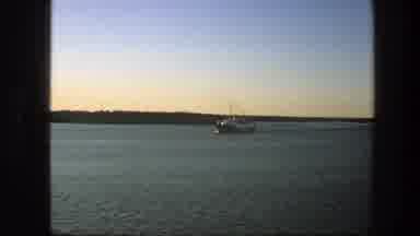 Sweden (1975): Boat Sky Colorful Water Land Peaceful Offshore Wake Blue Movie
