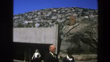 Sweden (1975): Aged Men And Women Coming Out Of A Chuck After Service