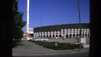 Sweden (1975): Front View Of A Stadium With A Statuary And People Walking