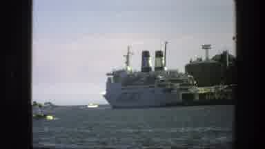 Sweden (1975): Two Large Stationary Ships On The Ocean Shores Viewed Together