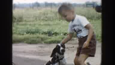 Michigan (1958): A Kid Playing And Getting Along With A Friendly And Beautiful Dog