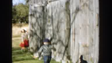 Michigan (1958): A Woman Plays With A Cat As She Watches Her Son Run