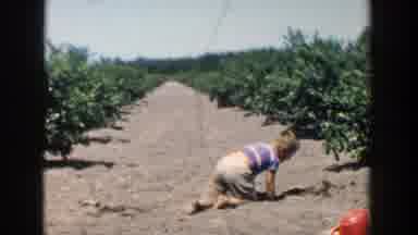 Michigan (1958): Boy Child Drawing Playing In Sand Dirt In A Farm Red Hat