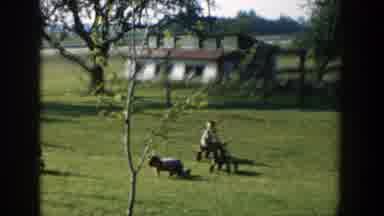 Michigan (1958): Boy Wearing Red And Gray Shirt Talks To Baby Wearing White Hat