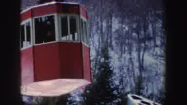 New York-1962: Red Cable Car And Industrial Machine Components In Motion