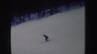 New York-1962: One Person Skiing Alone Almost Losing Balance While Turning