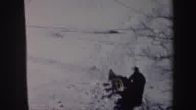 New York (1962): View Of Man Riding Sled Pulled By Dogs On A Bright Sunny Day