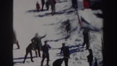 New York (1962): Men Shoveling Snow On The Mountaintop Of A Resort By European