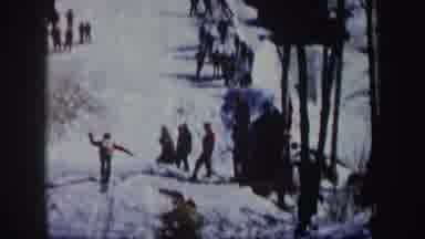 New York (1962): People Participating At A Ski Jumping Race At The Mountain